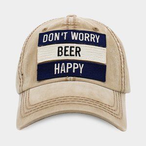 DONT WORRY BEER HAPPY Message Vintage Baseball Cap